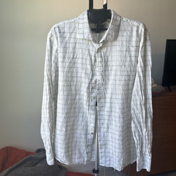 Joseph Abboud Light Gray Plaid Button Down Shirt - Picture 1 of 4
